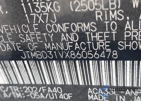 2008 Toyota Rav4 Limited z USA, uszkodzony, nr VIN JTMBD31VX86056478